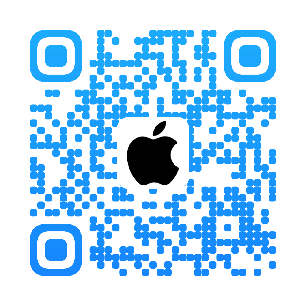 Apple App Store QR code with the Apple logo in a blue gradient