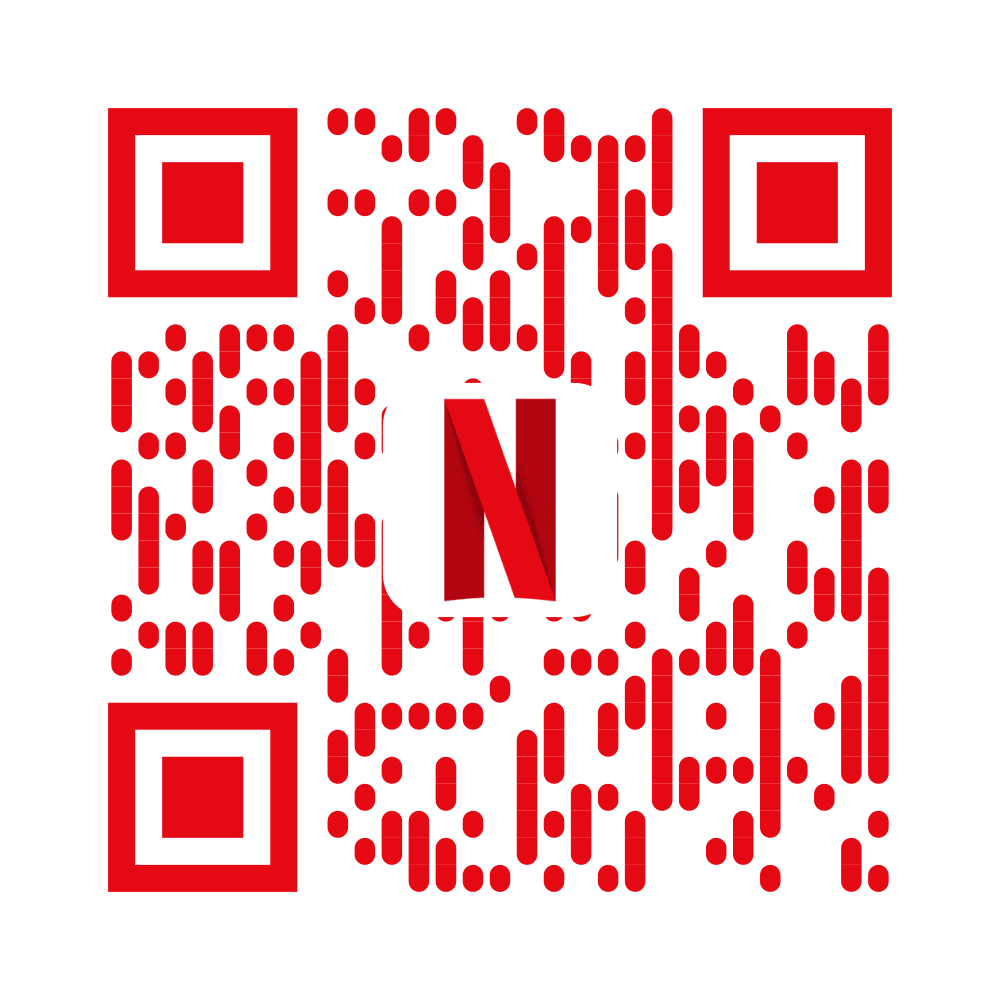 Netflix QR code with the Netflix logo in signature red