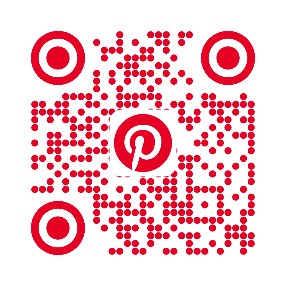 Pinterest QR code with the Pinterest logo in brand red