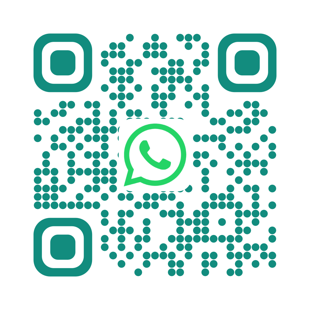 WhatsApp QR code with the WhatsApp logo in signature green
